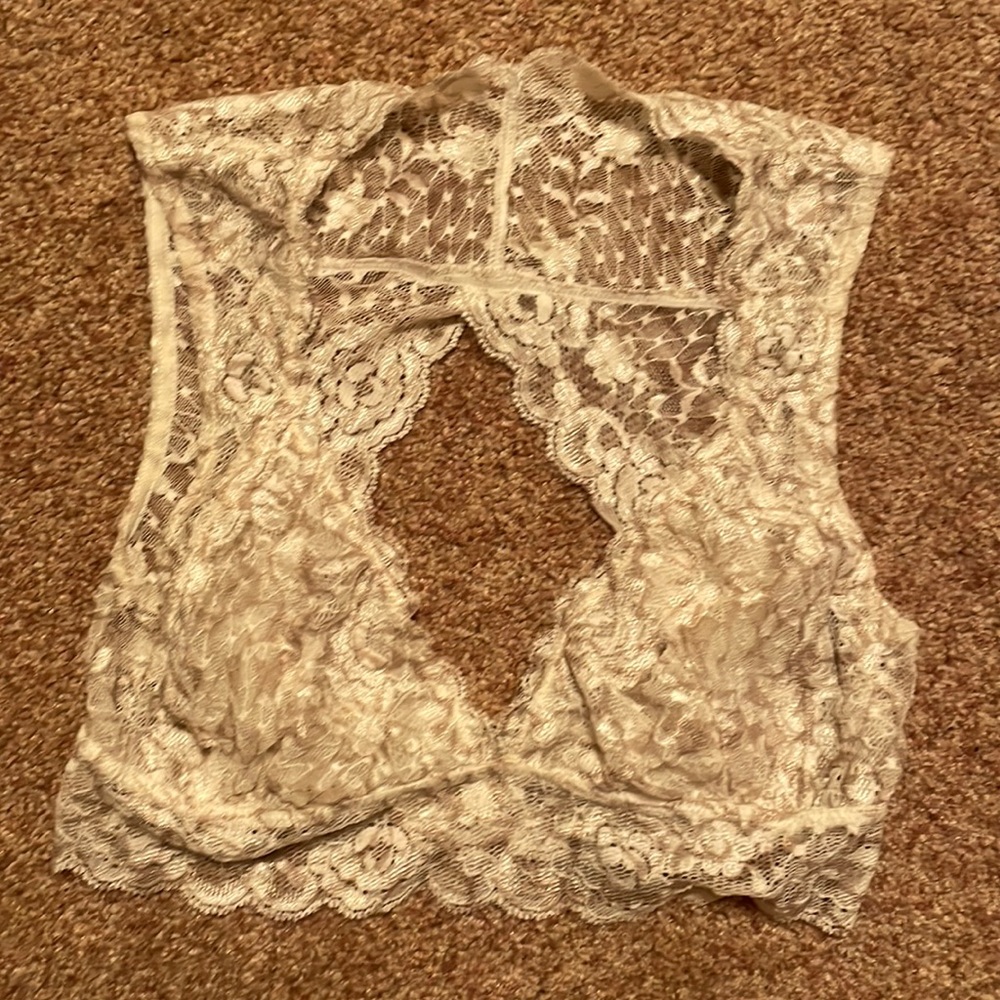 Free People Olive Green & Cream Lace Bralette